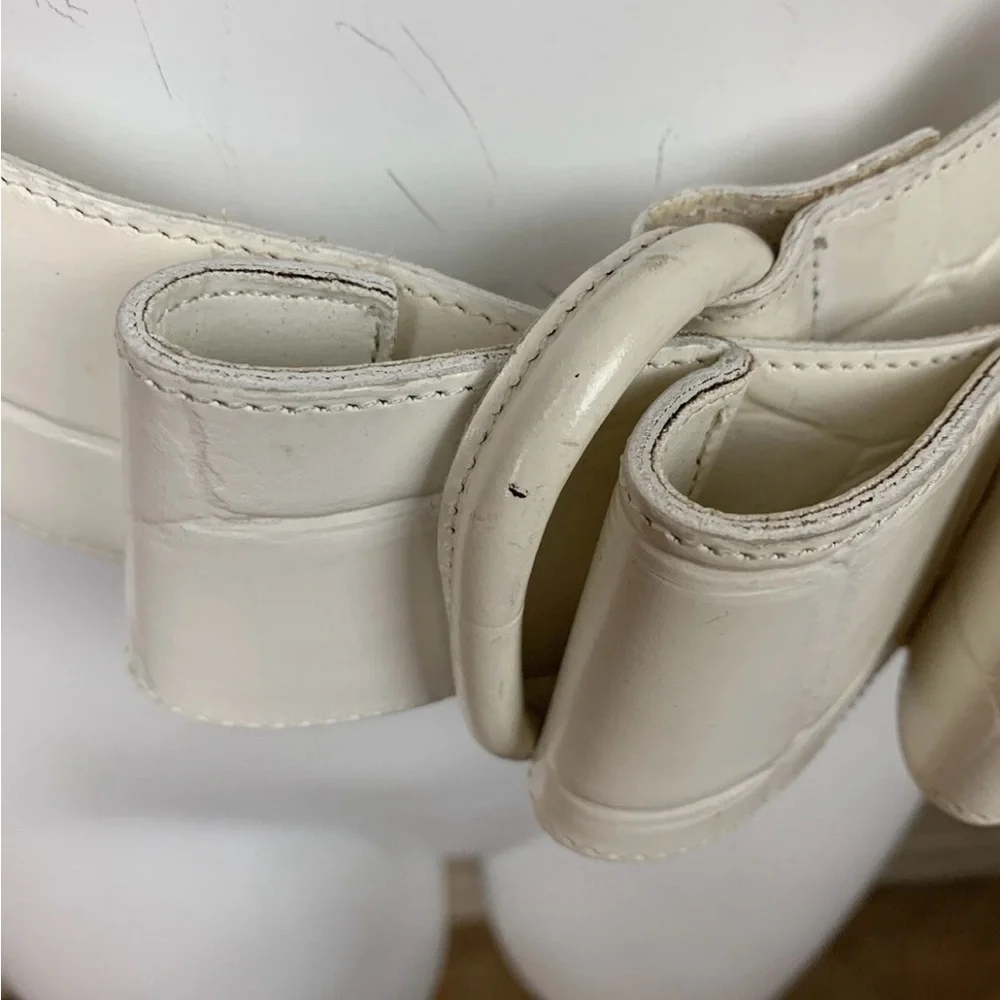 Roberto Dalpra Cream Croc Genuine Leather Bow Belt-Sz 32